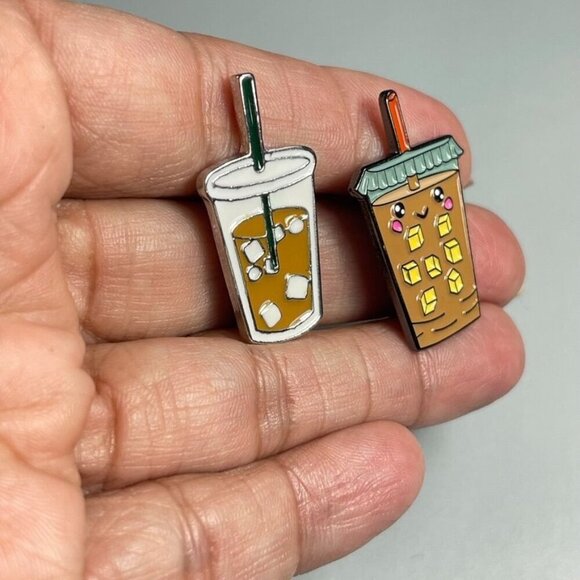 Coffee Ice Drink Lapel Pin Beverage Straw Badge Brooch Accessories Jewelry Pin - Picture 6 of 8